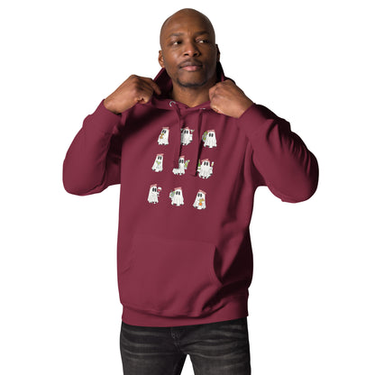 Little Haunts Hoodie - Left Placement by R.A. Apparel, image 9, front view, Maroon, size S, left placement.