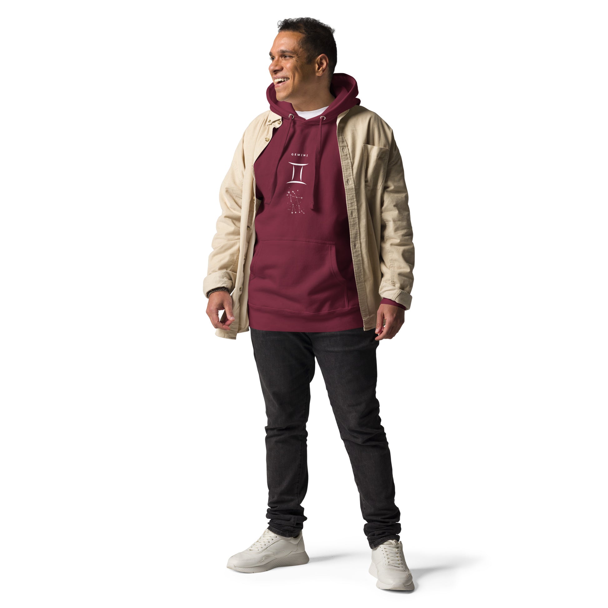 Image 5 of Navy Blazer Twin Signal Hoodie - Left Placement, size S, with Gemini artwork visible in front view.