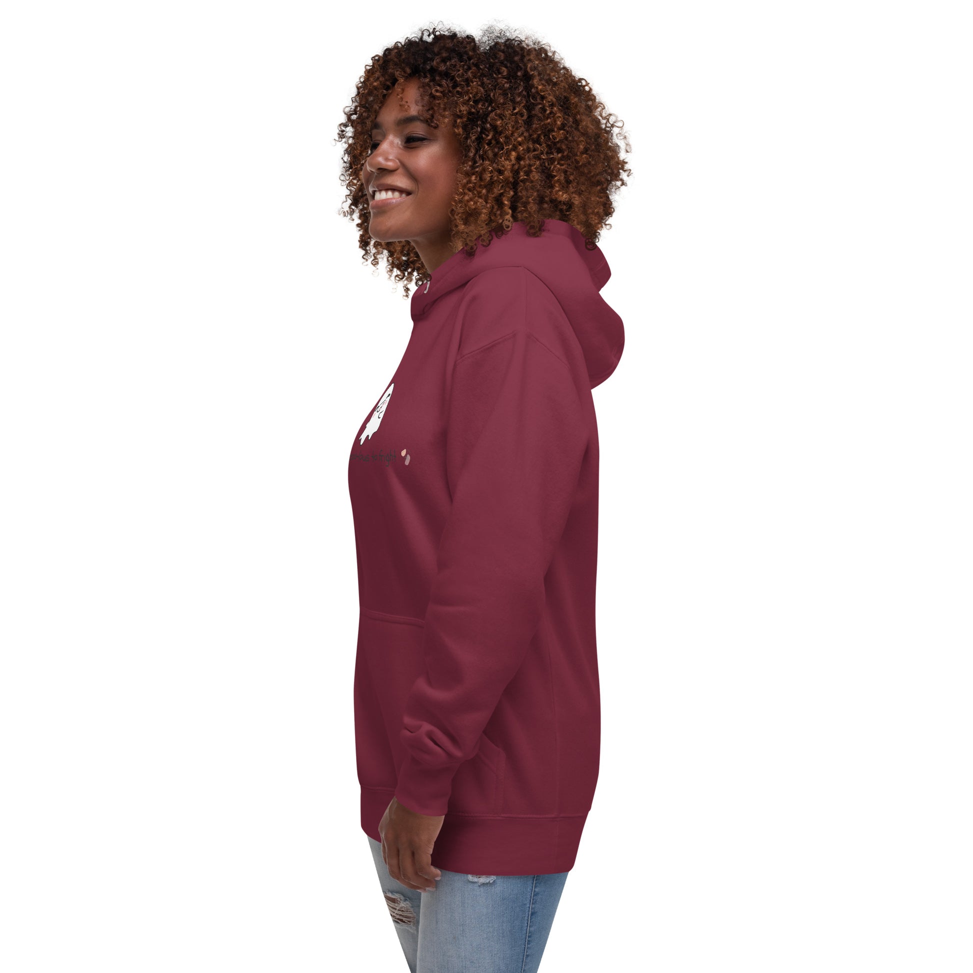 Boo Luxe Hoodie - Left Placement by R.A. Apparel, image 15, front view, left-side angle, Vintage Black, size 2XL, left placement.