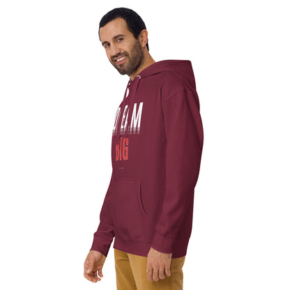 Skyline Dream Hoodie - Left Placement image 15: Maroon version, size 2XL with front view, left-side angle of the Dream Big range.