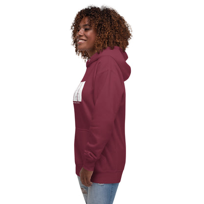 Image 19 of Charcoal Heather Ever After Hoodie - Left Placement, size S, with Happily Ever After artwork visible in front view, left-side angle.