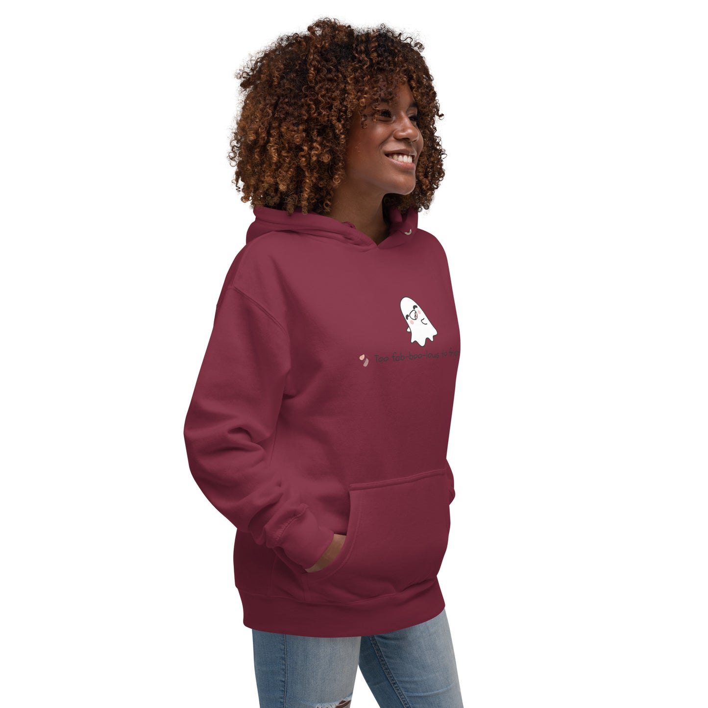 Boo Luxe Hoodie - Left Placement by R.A. Apparel, image 16, front view, right-side angle, Team Royal, size S, left placement.