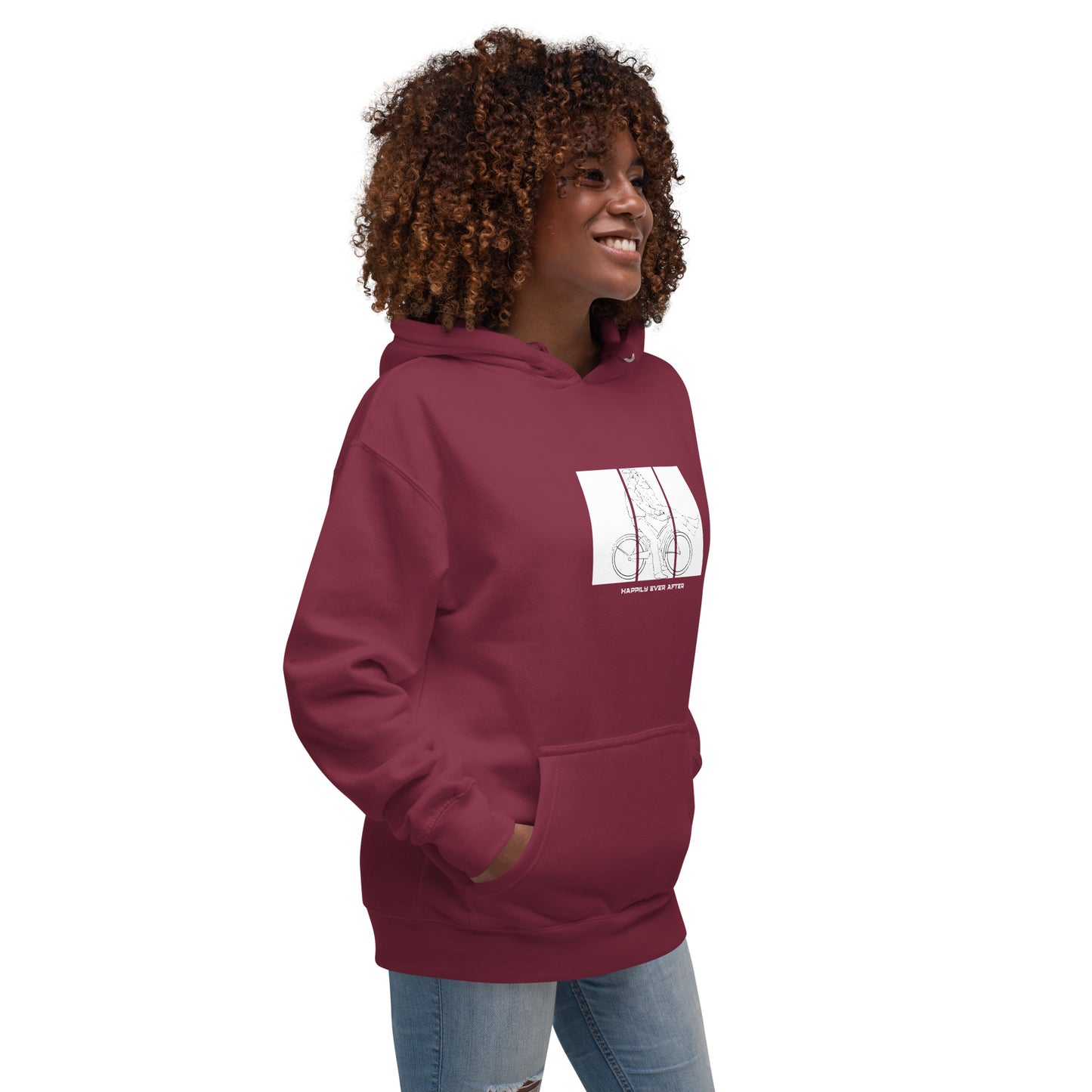Ever After Hoodie - Left Placement image 20: Charcoal Heather version, size M with front view, right-side angle of the Happily Ever After range.