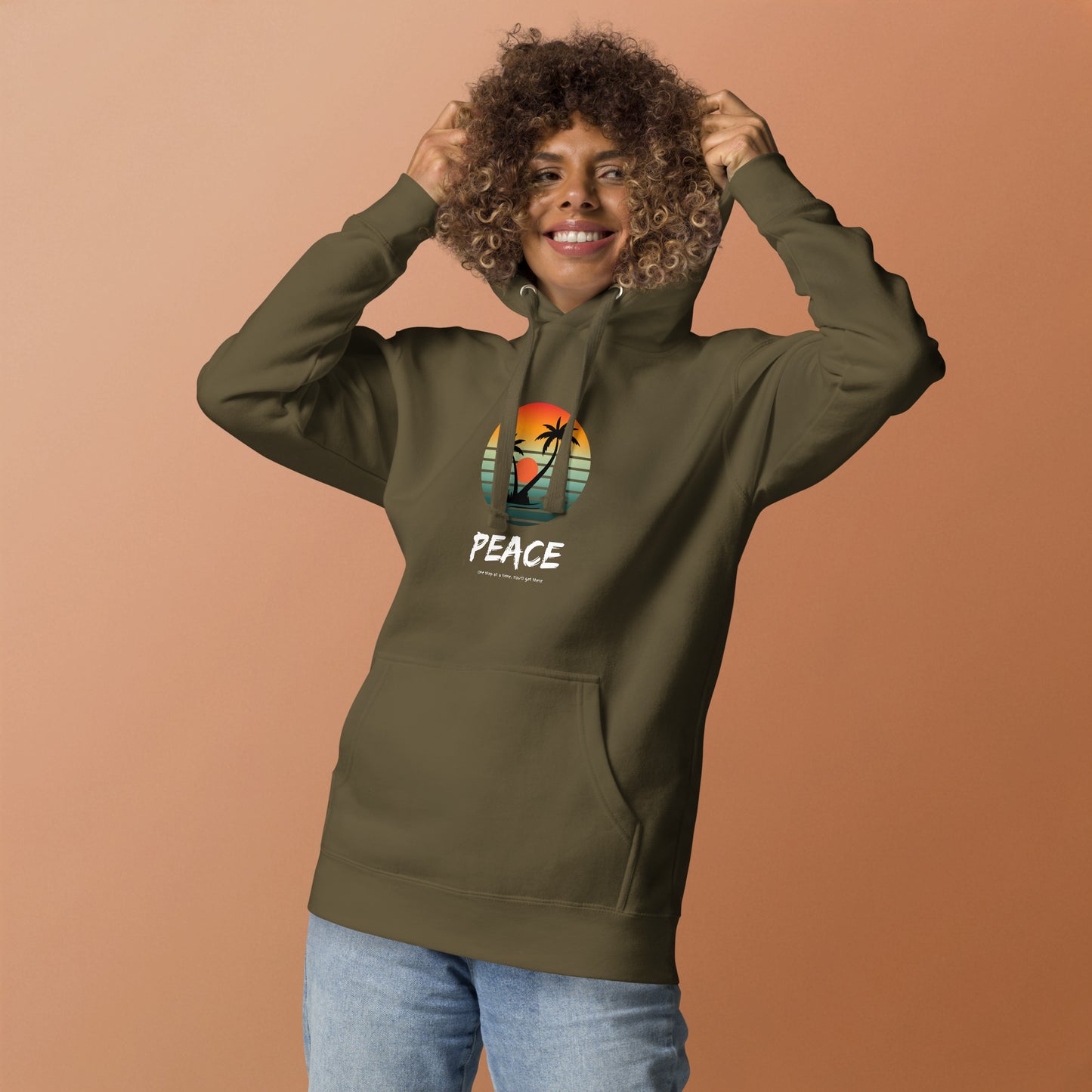 Quiet Peace Hoodie - Left Placement image 13 in Maroon, size S, showing front view for the Peace design.