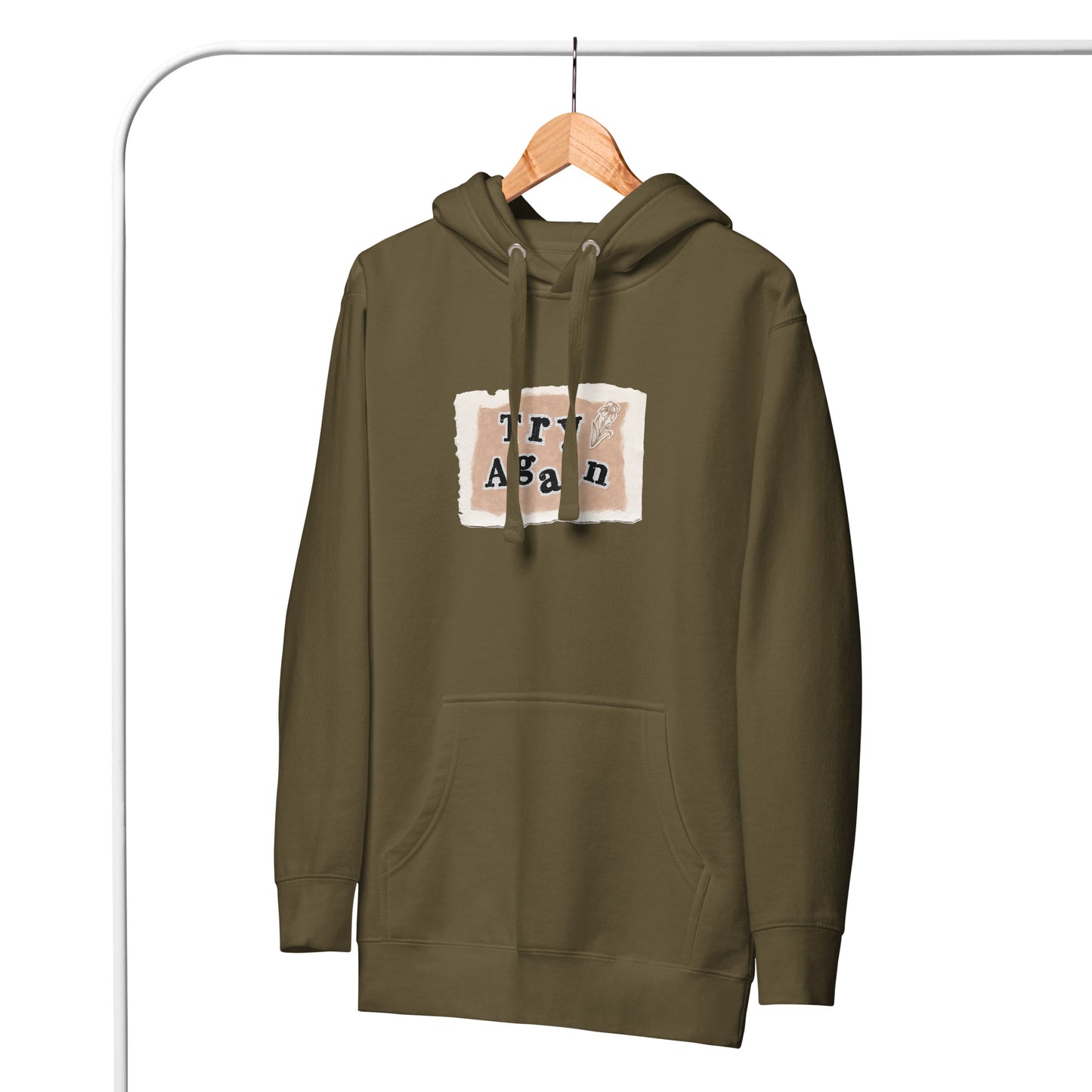 Image 13 of Maroon Retry Hoodie - Left Placement, size S, with Try Again artwork visible in front view.