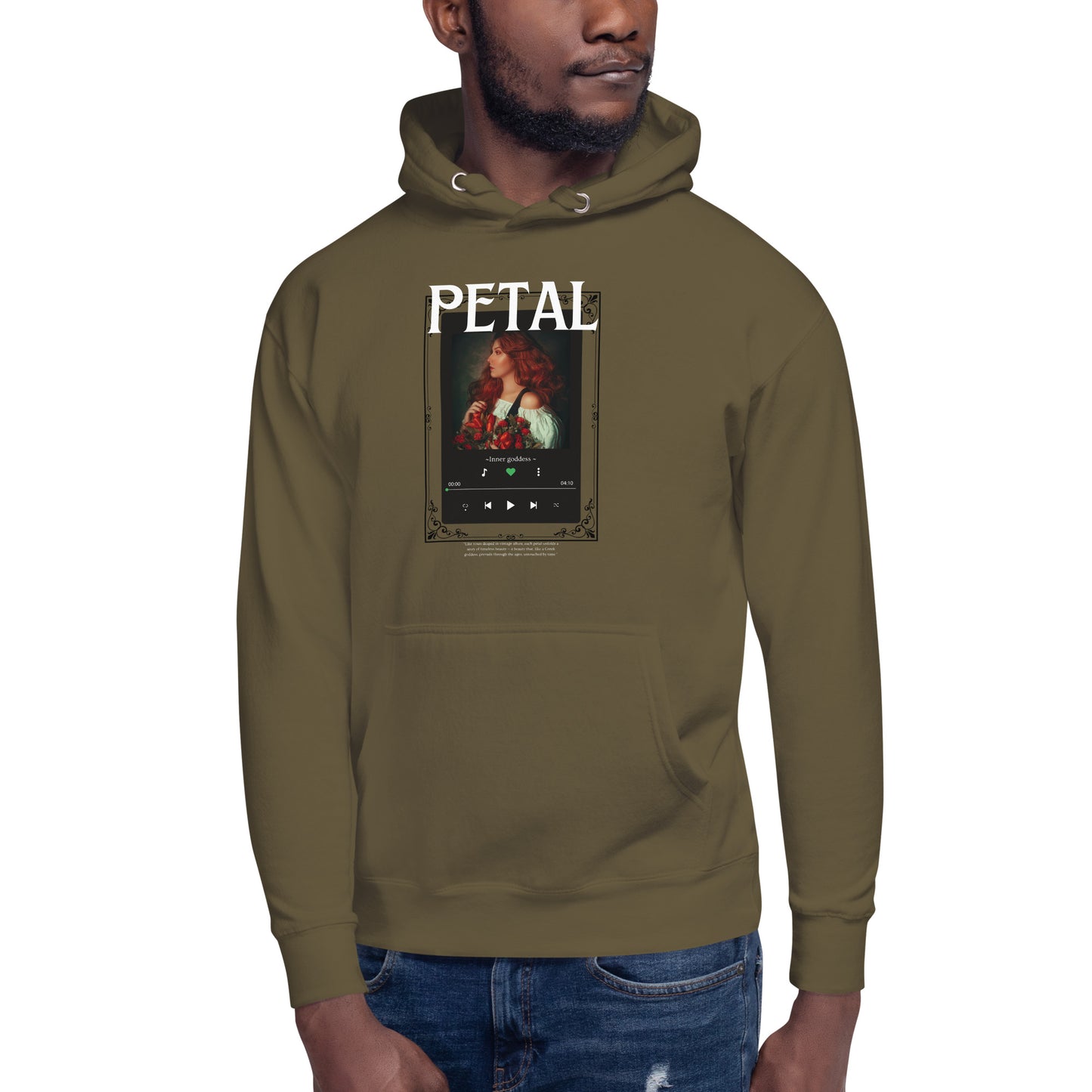 Image 13 of Maroon Petaline Hoodie - Left Placement 51, size S, with Petal artwork visible in front view.