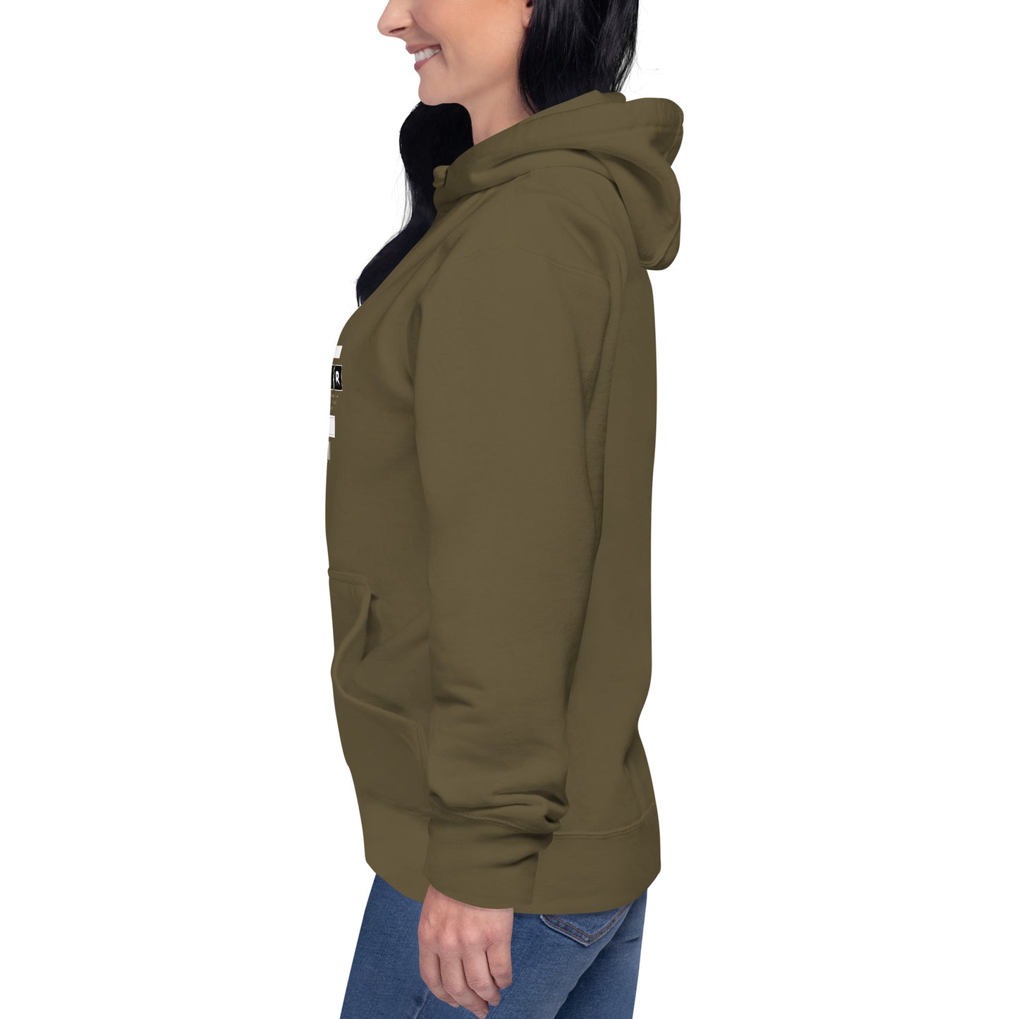 Impact Form Hoodie - Left Placement image 53: Military Green version, size 2XL with left-side angle of the Shape Lives range.