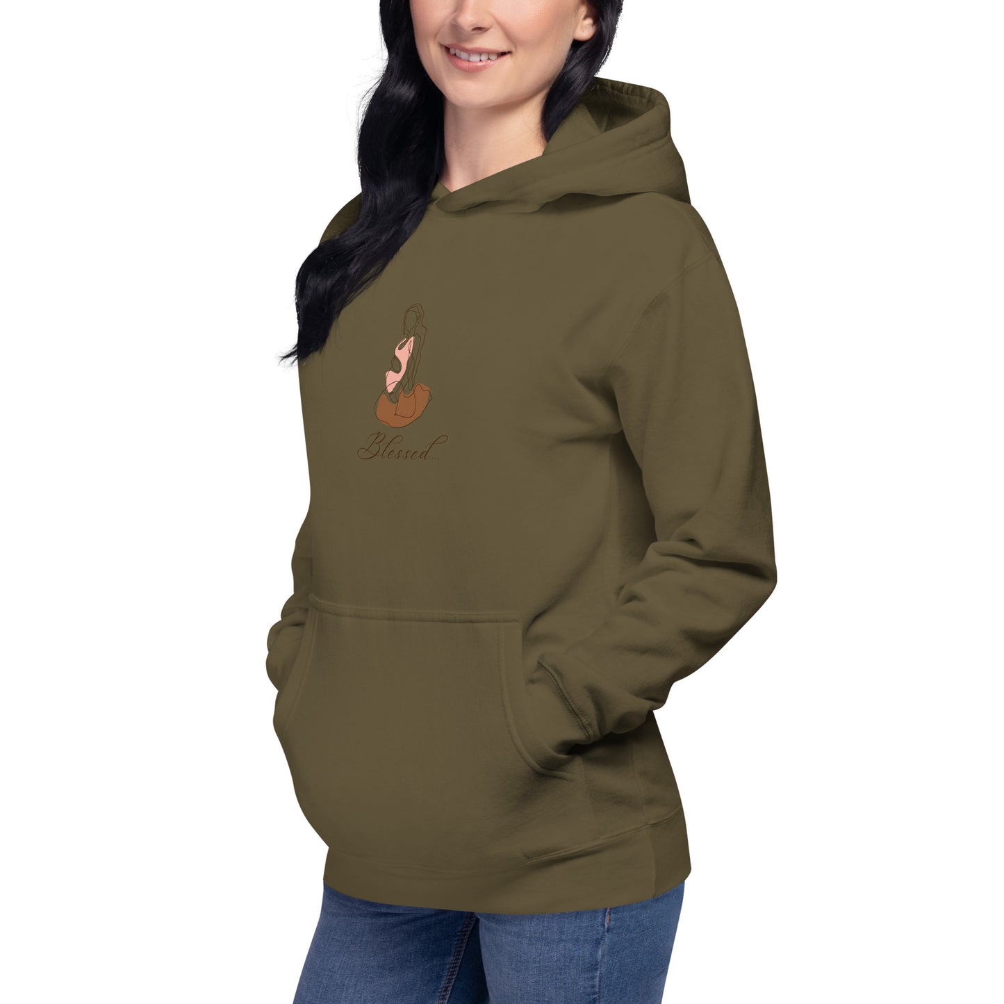 Grace Mark Hoodie - Left Placement image 24: Charcoal Heather version, size 3XL with front view, left-side angle of the Blessed range.