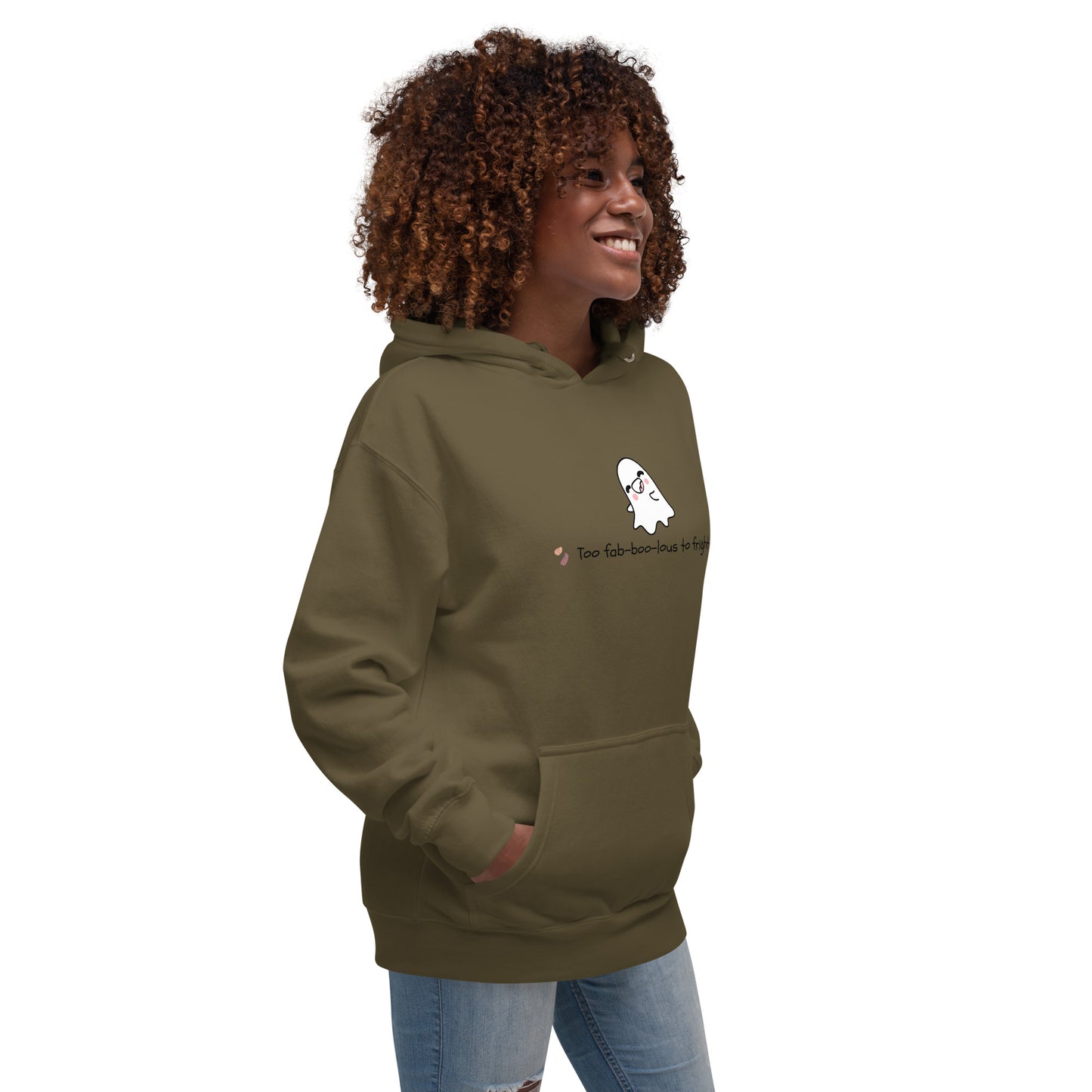 Boo Luxe Hoodie - Left Placement image 24: Purple version, size XL with front view, right-side angle of the Fa Boo Lous range.
