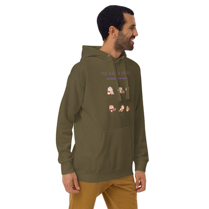 Image 32 of Forest Green Mood Diary Hoodie - Left Placement, size XL, with My Daily Moods artwork visible in front view, right-side angle.