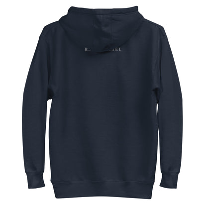 Social Static Hoodie - Left Placement image 8 in Navy Blazer, size M, showing back view for the Social Meter design.