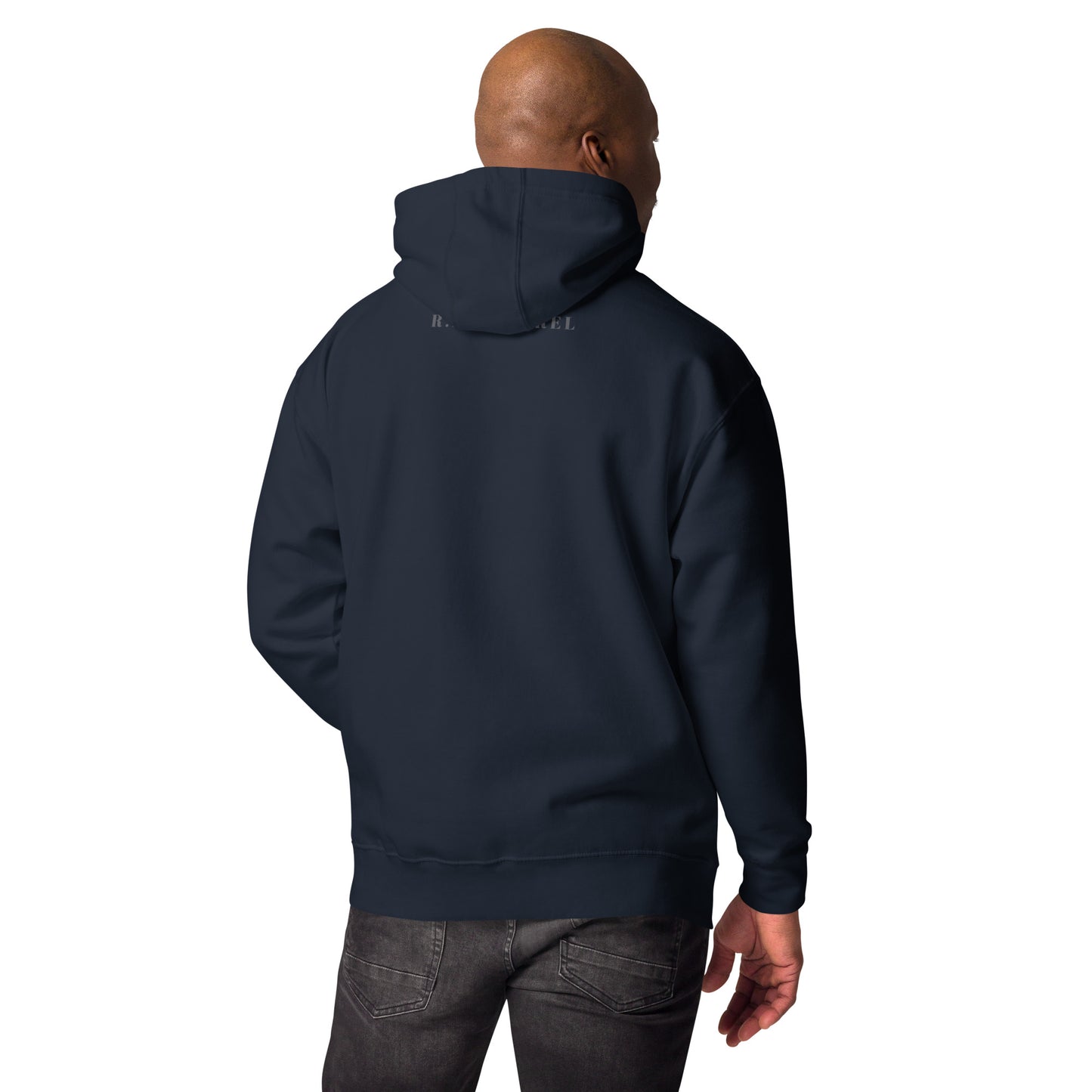 Moonhaven Hoodie by R.A. Apparel, image 4, back view, Black, size XL, design placement.