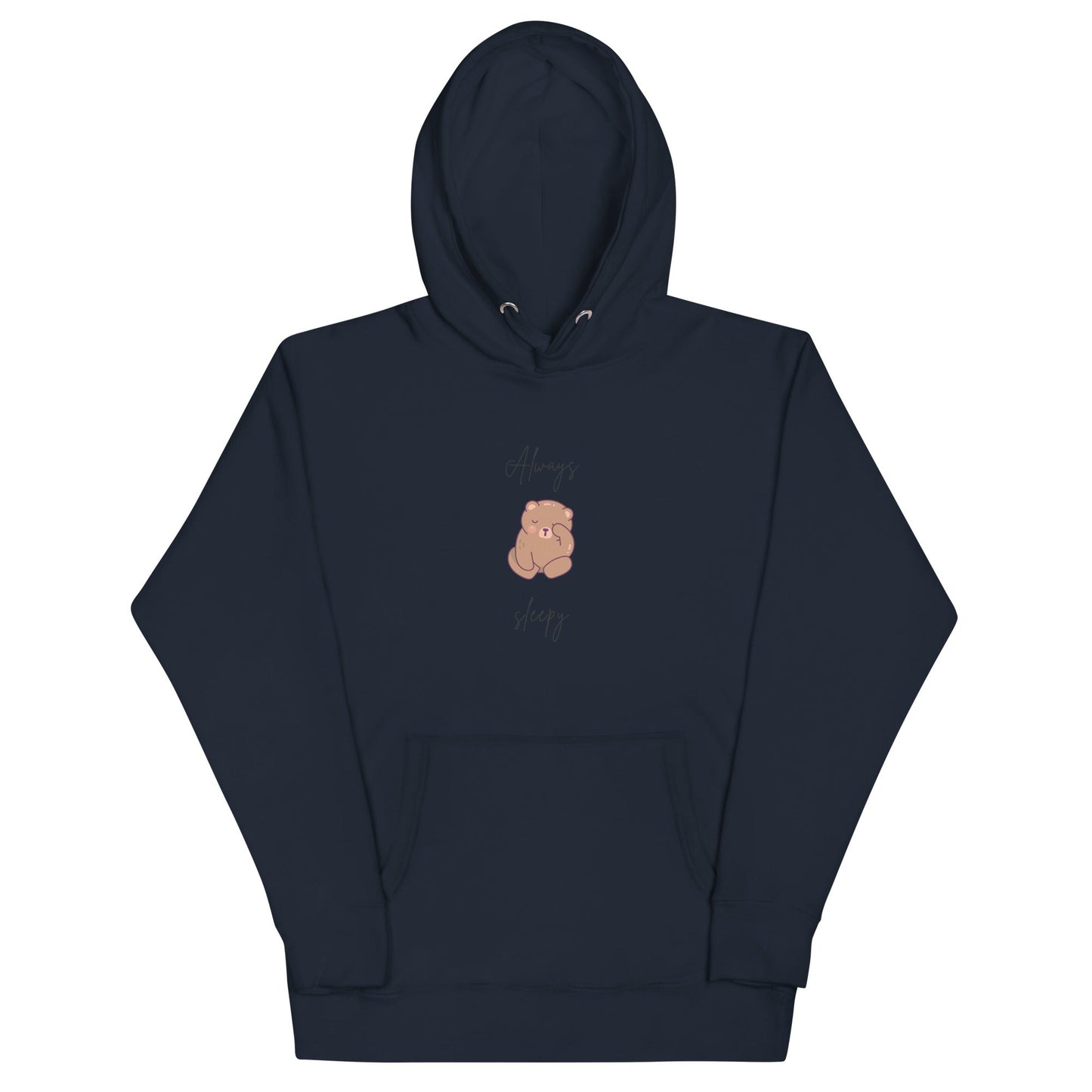 Nightcall Hoodie - Left Placement image 2 in Black, size M, showing front view for the Always Sleepy design.