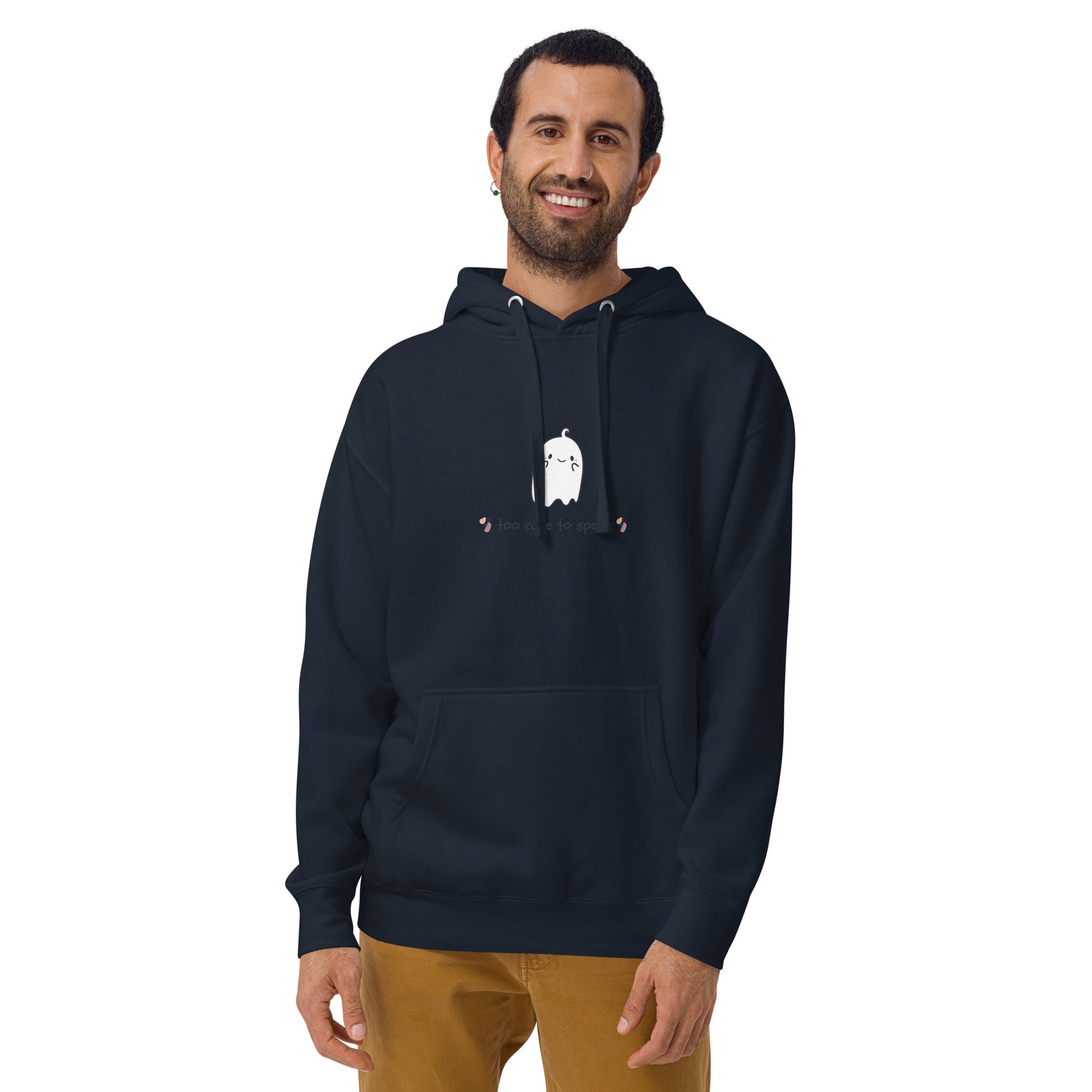 Cute Haunt Hoodie - Left Placement image 21: Charcoal Heather version, size L with front view of the Too Cute to Spook range.