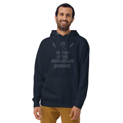 Workrate Hoodie - Left Placement image 9 in Navy Blazer, size L, showing front view for the Hustle Hard design.