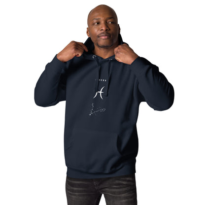 Tideborn Hoodie - Left Placement image 9 in Navy Blazer, size L, showing front view for the Pisces design.