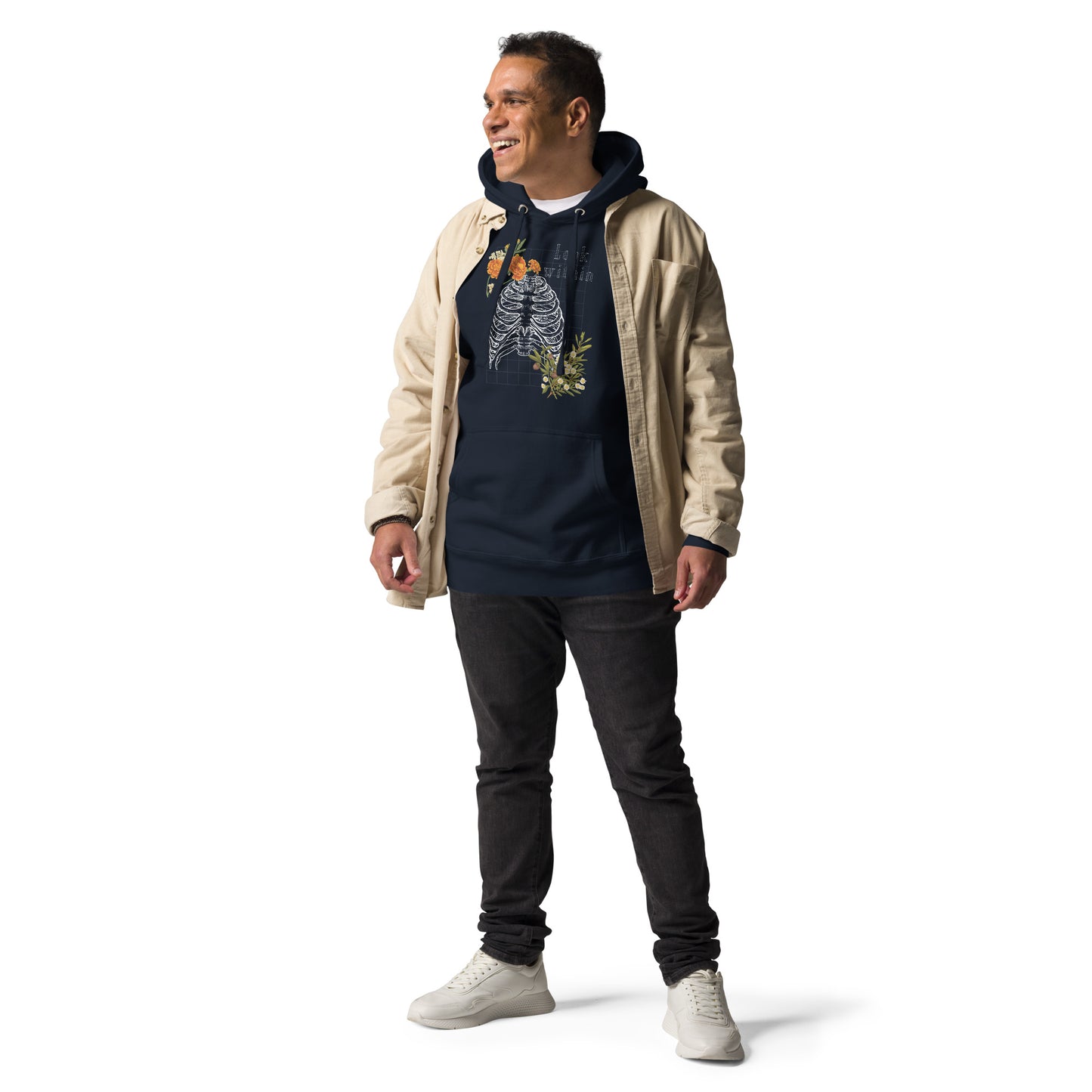 Innerline Hoodie - Left Placement image 9 in Navy Blazer, size L, showing front view for the Look Within design.