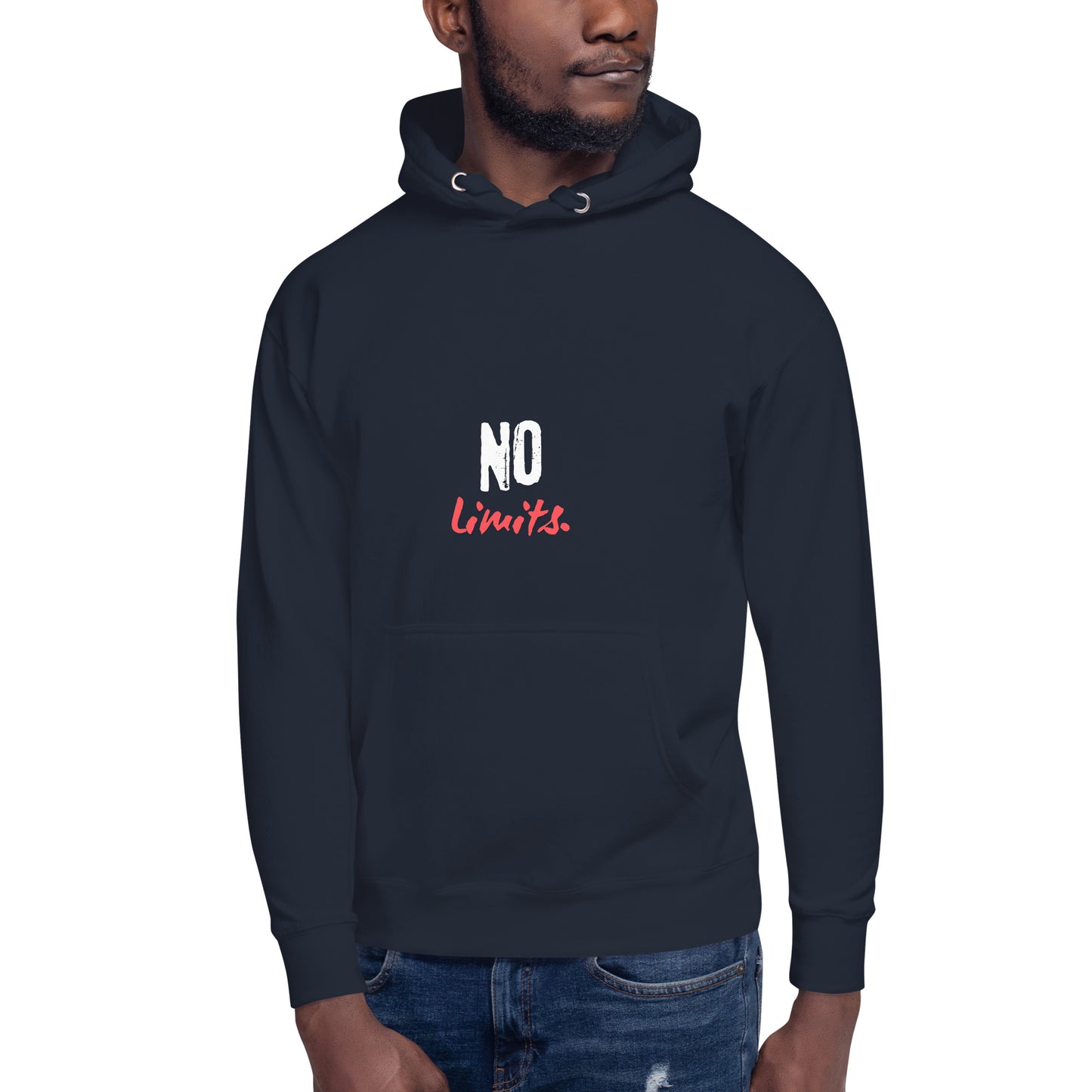 Limitless Hoodie - Left Placement image 7 in Navy Blazer, size S, showing front view for the No Limits design.