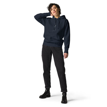Solmane Hoodie - Left Placement image 9: Navy Blazer version, size XL with front view of the Leo range.
