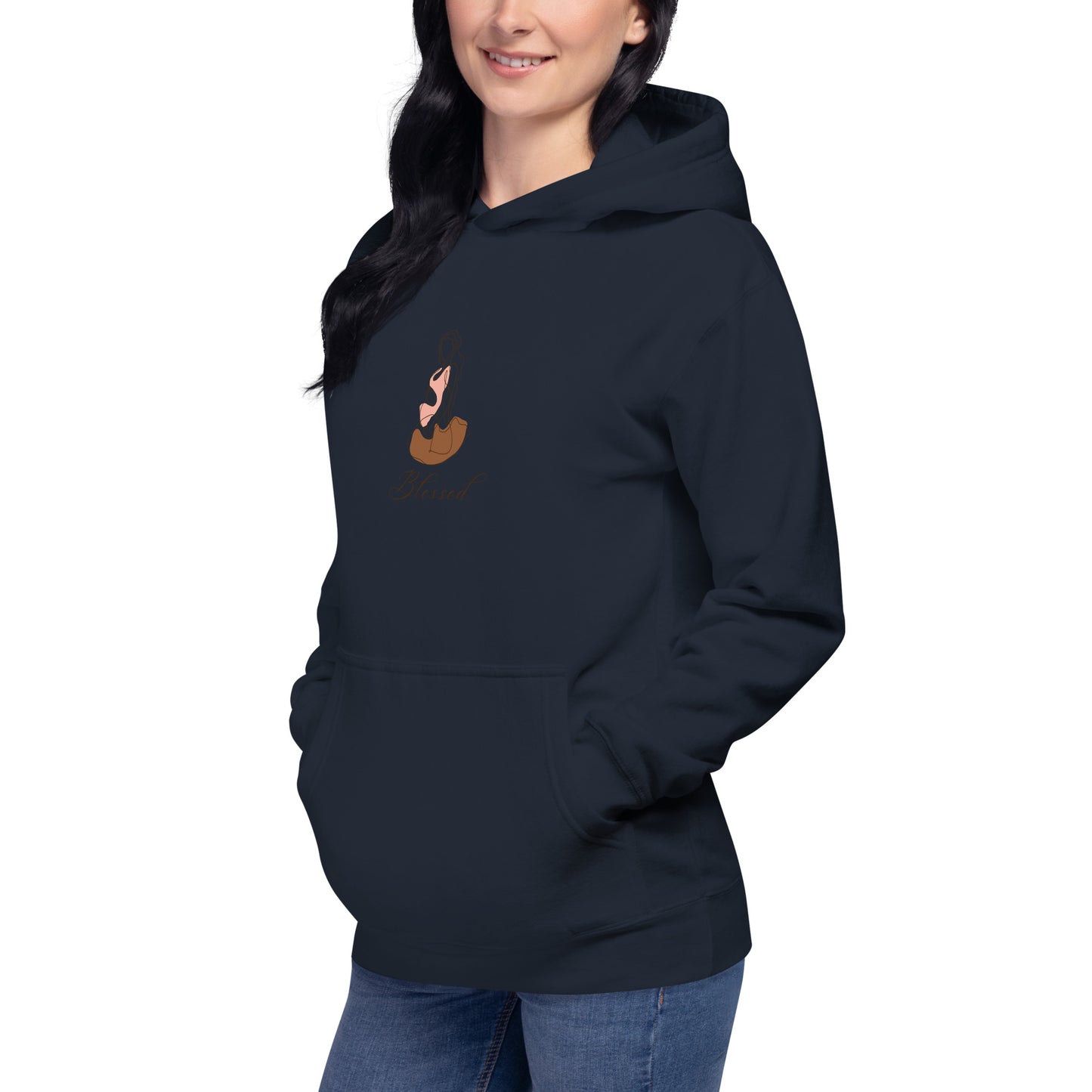 Grace Mark Hoodie - Left Placement image 18: Maroon version, size 3XL with front view, left-side angle of the Blessed range.