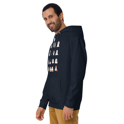 Spectral Hoodie - Left Placement product image 23 in Charcoal Heather, size 2XL, with front view, left-side angle and left placement.