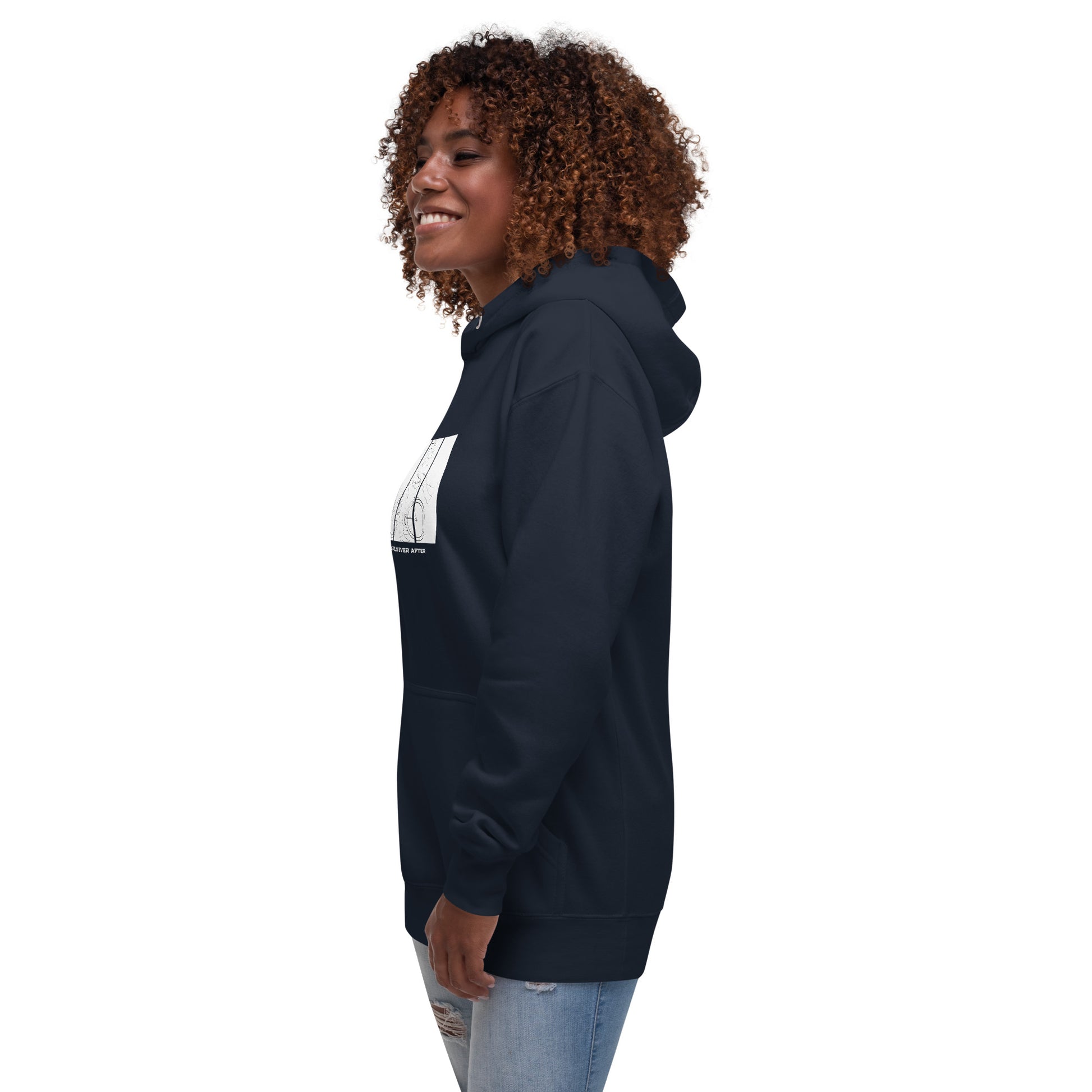 Image 23 of Charcoal Heather Ever After Hoodie - Left Placement, size 2XL, with Happily Ever After artwork visible in front view, left-side angle.
