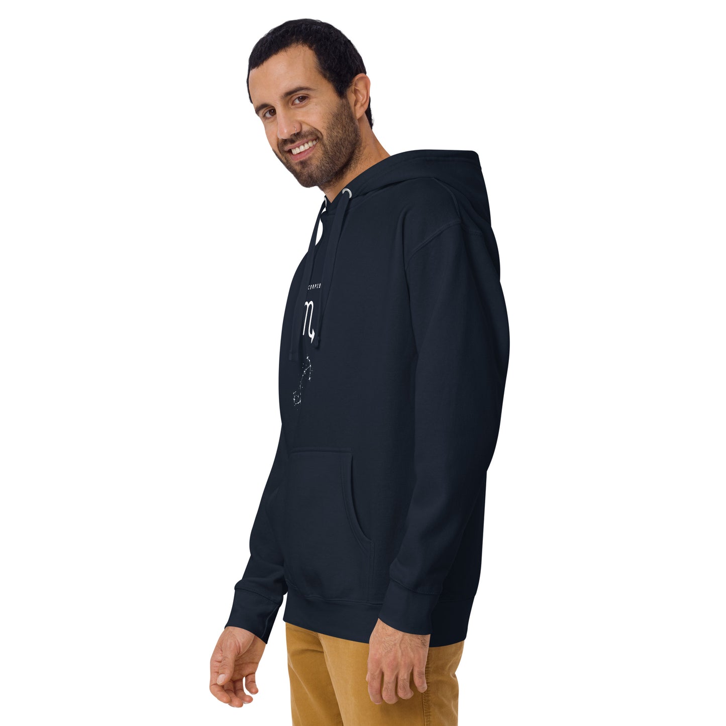 Sabletide Hoodie - Left Placement image 7 in Navy Blazer, size M, showing front view, left-side angle for the Scorpio design.