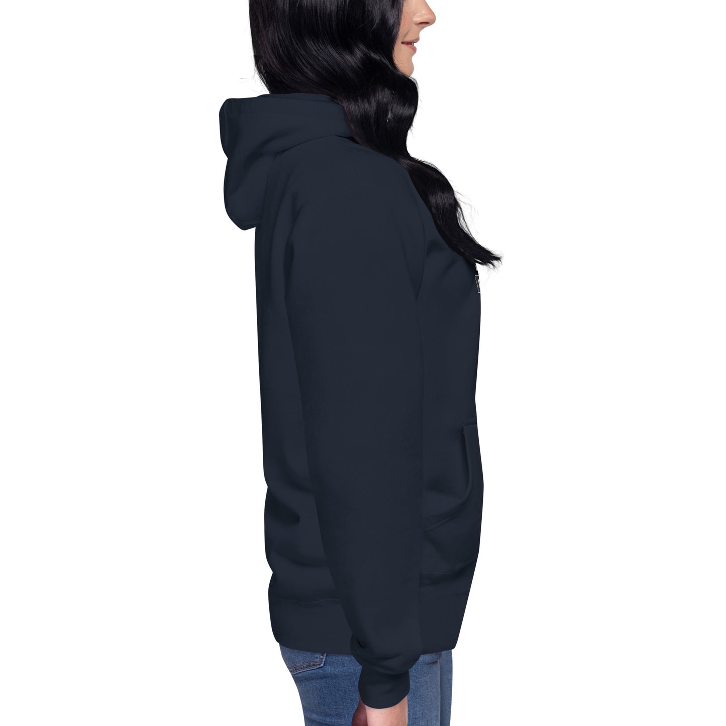 Impact Form Hoodie - Left Placement image 43 in Forest Green, size S, showing right-side angle for the Shape Lives design.
