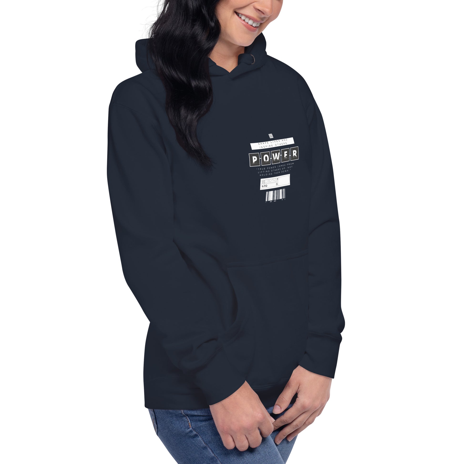 Impact Form Hoodie - Left Placement image 44 in Forest Green, size M, showing front view, right-side angle for the Shape Lives design.