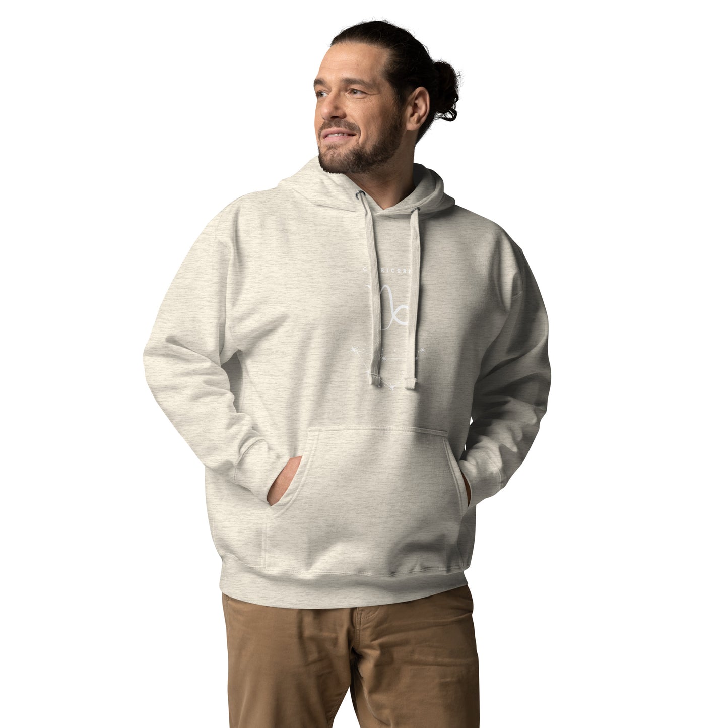Montaire Hoodie image 58: Dusty Rose version, size L with front view of the Capricorn range.