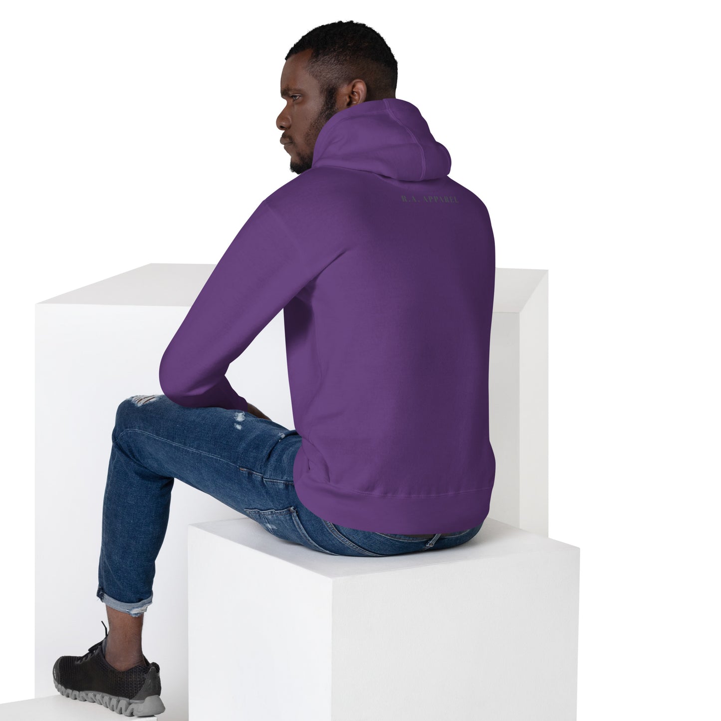 Urban Hoodie - Left Placement image 18: Maroon version, size 3XL with back view of the Urban range.