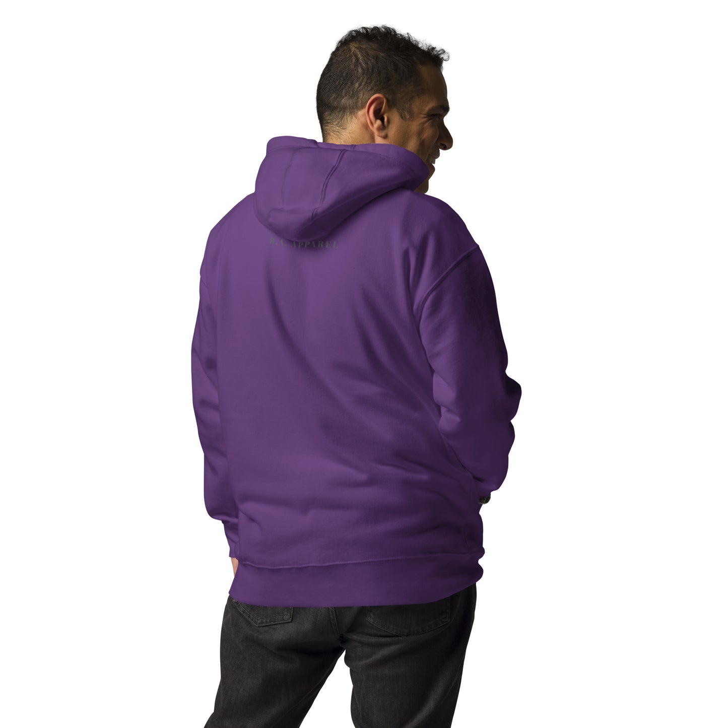 Innerline Hoodie - Left Placement image 16: Maroon version, size XL with back view of the Look Within range.
