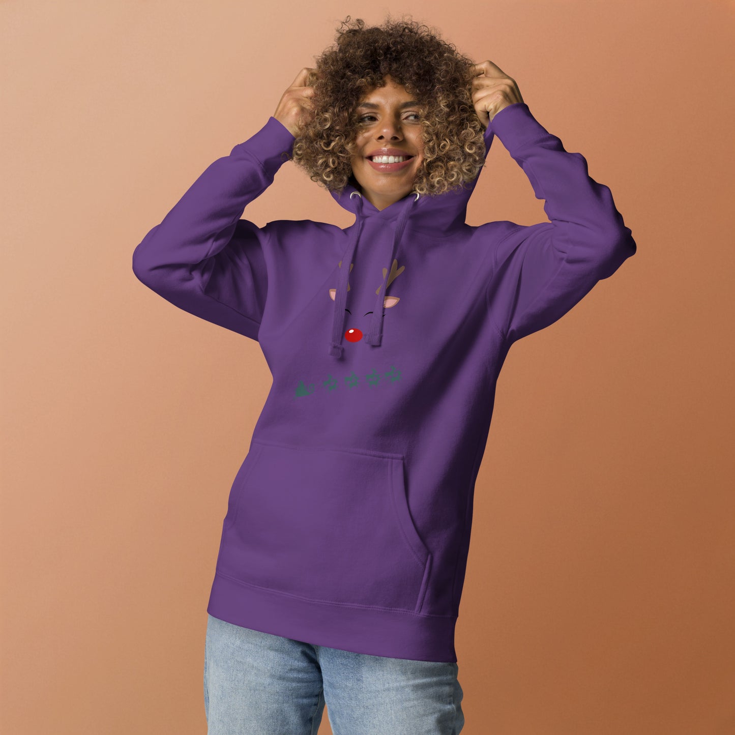 Northern Run Hoodie - Left Placement image 16: Team Royal version, size XL with front view of the Reindeer range.