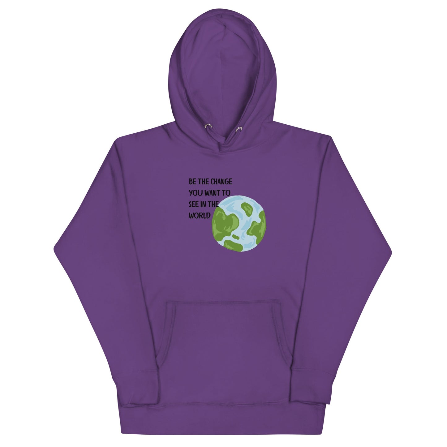 Image 4 of Charcoal Heather Change Signal Hoodie - Left Placement, size XL, with Be the Change artwork visible in front view.