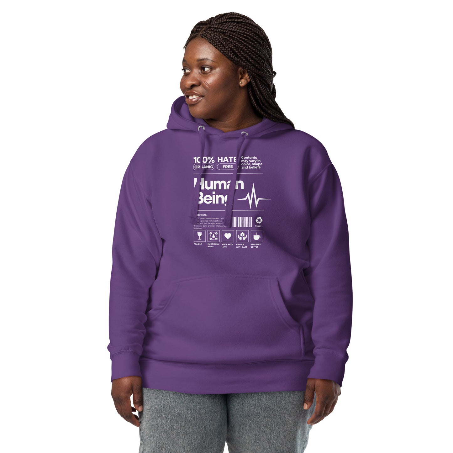 Human Form Hoodie - Left Placement by R.A. Apparel, image 17, front view, Charcoal Heather, size M, left placement.