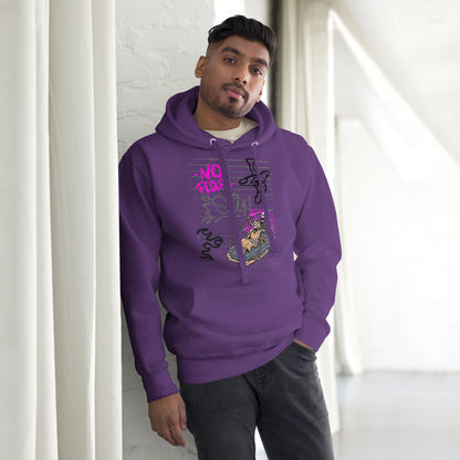 Fearless Hoodie - Left Placement image 19 in Charcoal Heather, size XL, showing front view for the No Fear design.