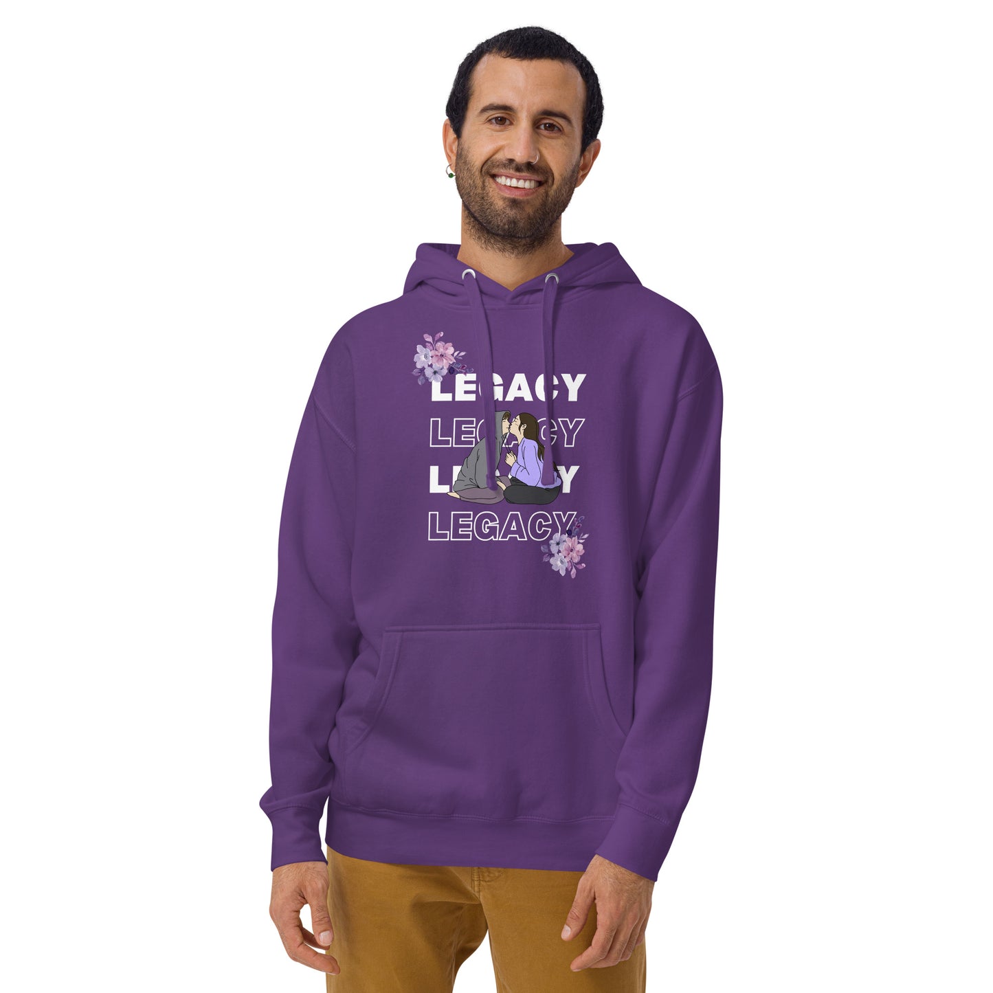 Heirloom Hoodie - Left Placement by R.A. Apparel, image 28, front view, Purple, size XL, left placement.