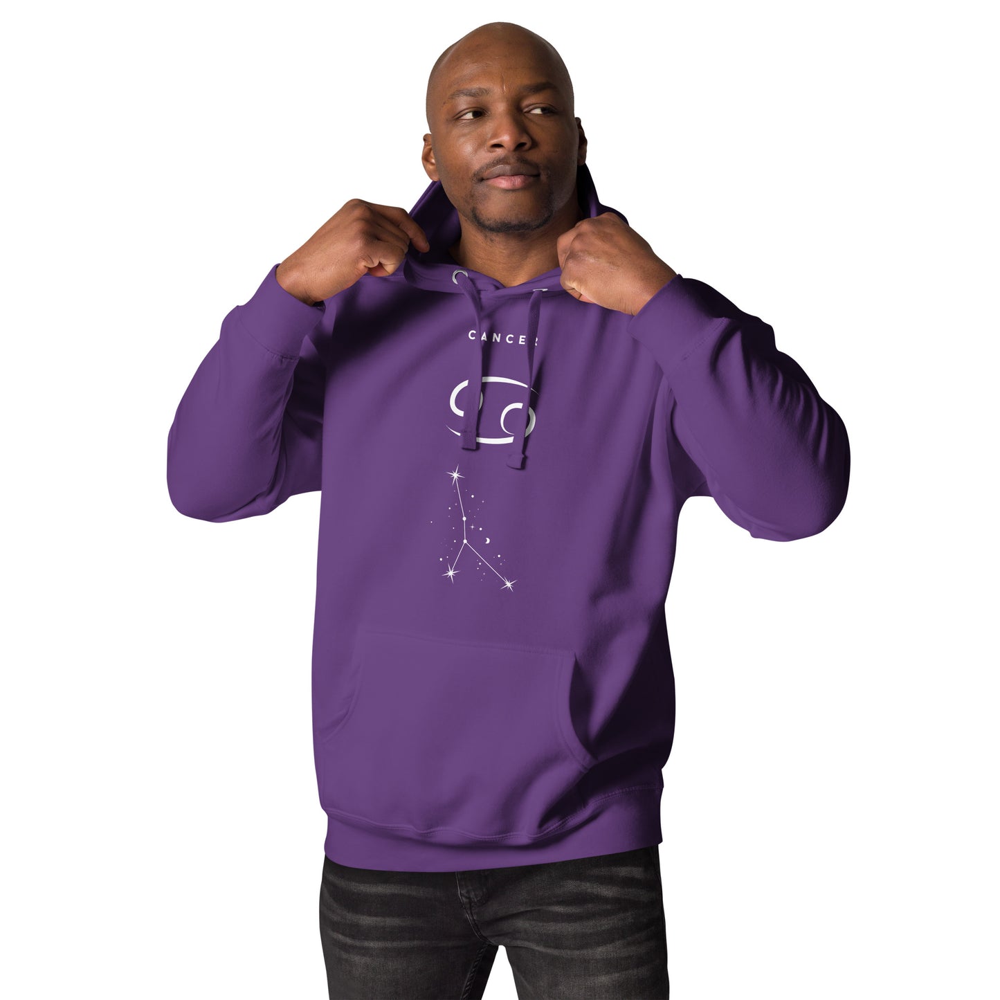 Image 13 of Maroon Moonhaven Hoodie, size S, with Cancer artwork visible in front view.