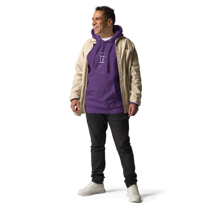 Twin Signal Hoodie - Left Placement image 13: Charcoal Heather version, size S with front view of the Gemini range.