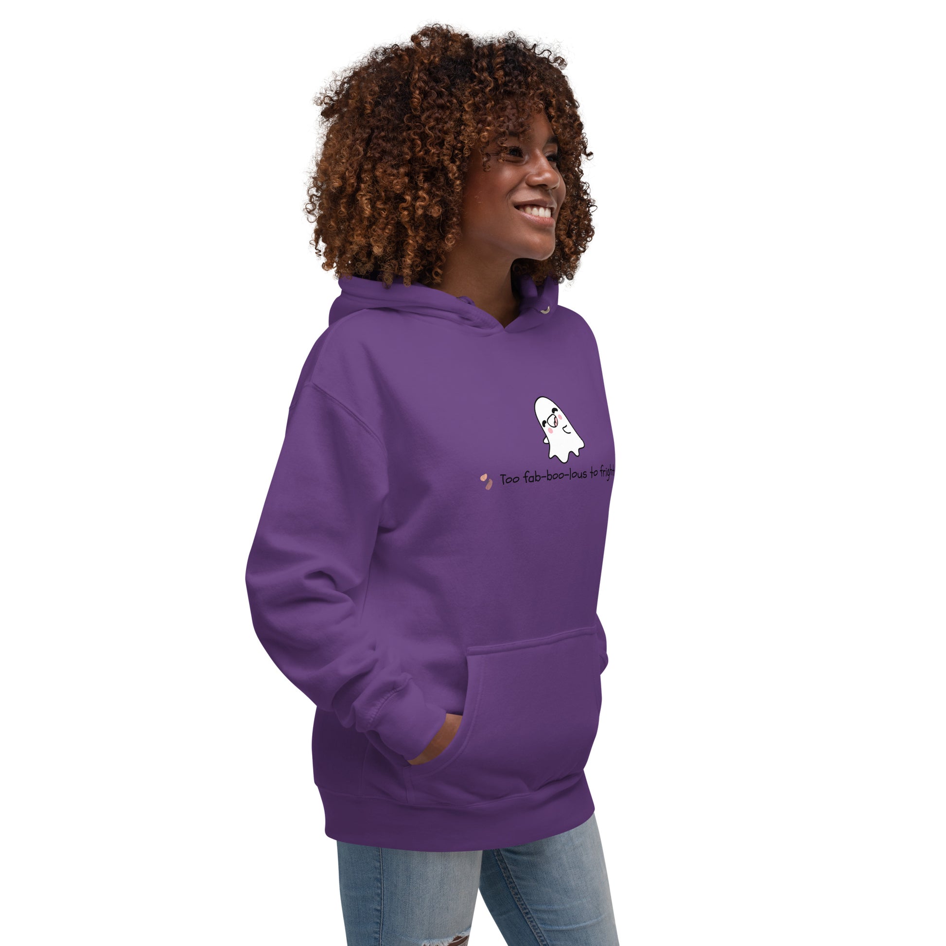 Boo Luxe Hoodie - Left Placement image 32 in Military Green, size M, showing front view, right-side angle for the Fa Boo Lous design.