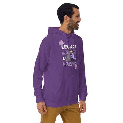 Heirloom Hoodie - Left Placement image 30 in Forest Green, size M, showing front view, right-side angle for the Legacy design.