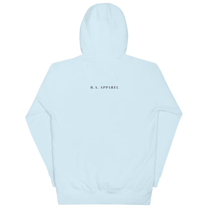 Astral Circle Hoodie - Left Placement by R.A. Apparel, image 20, back view, Charcoal Heather, size M, left placement.