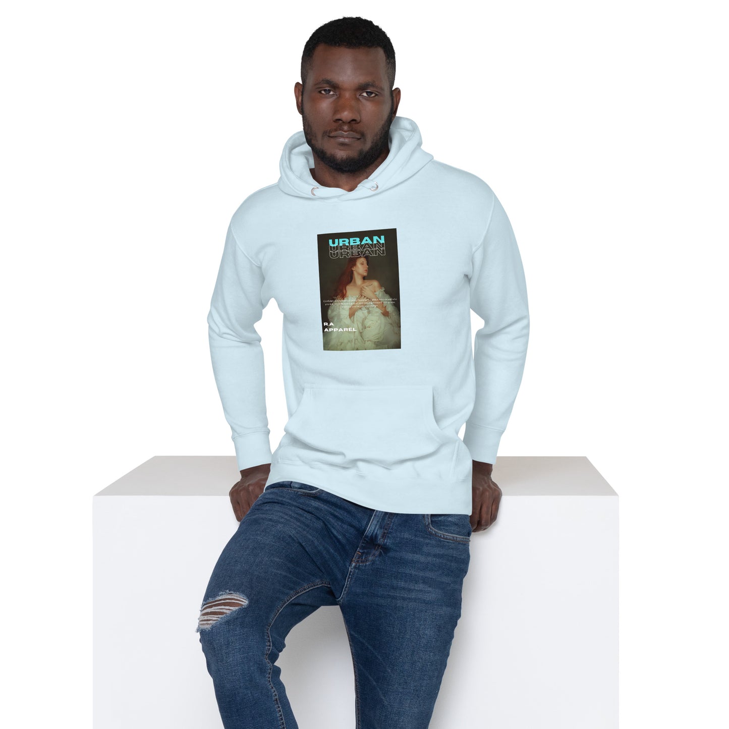 Urban Hoodie - Left Placement by R.A. Apparel, image 19, front view, Charcoal Heather, size S, left placement.