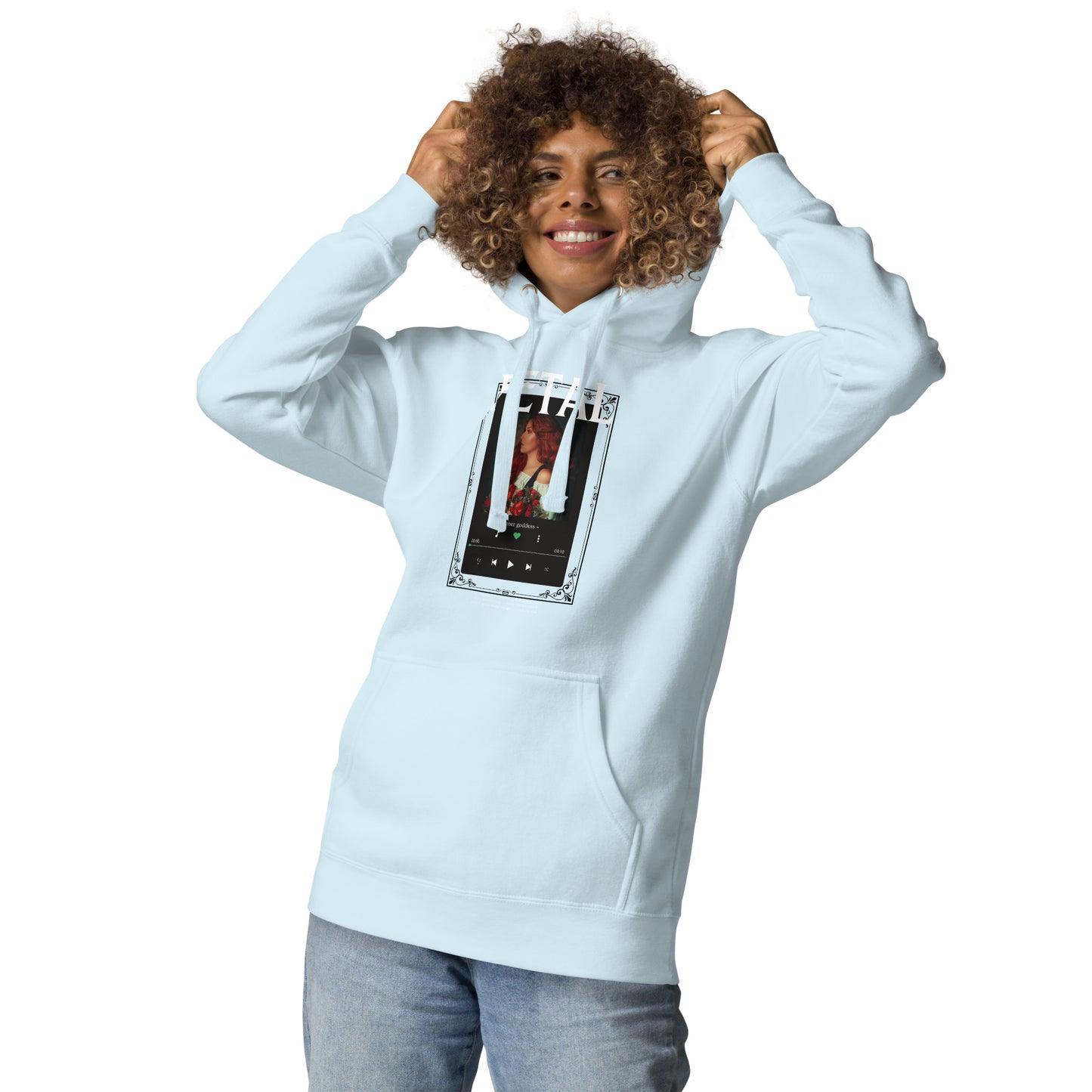 Petaline Hoodie - Left Placement 52 by R.A. Apparel, image 19, front view, Charcoal Heather, size S, left placement.