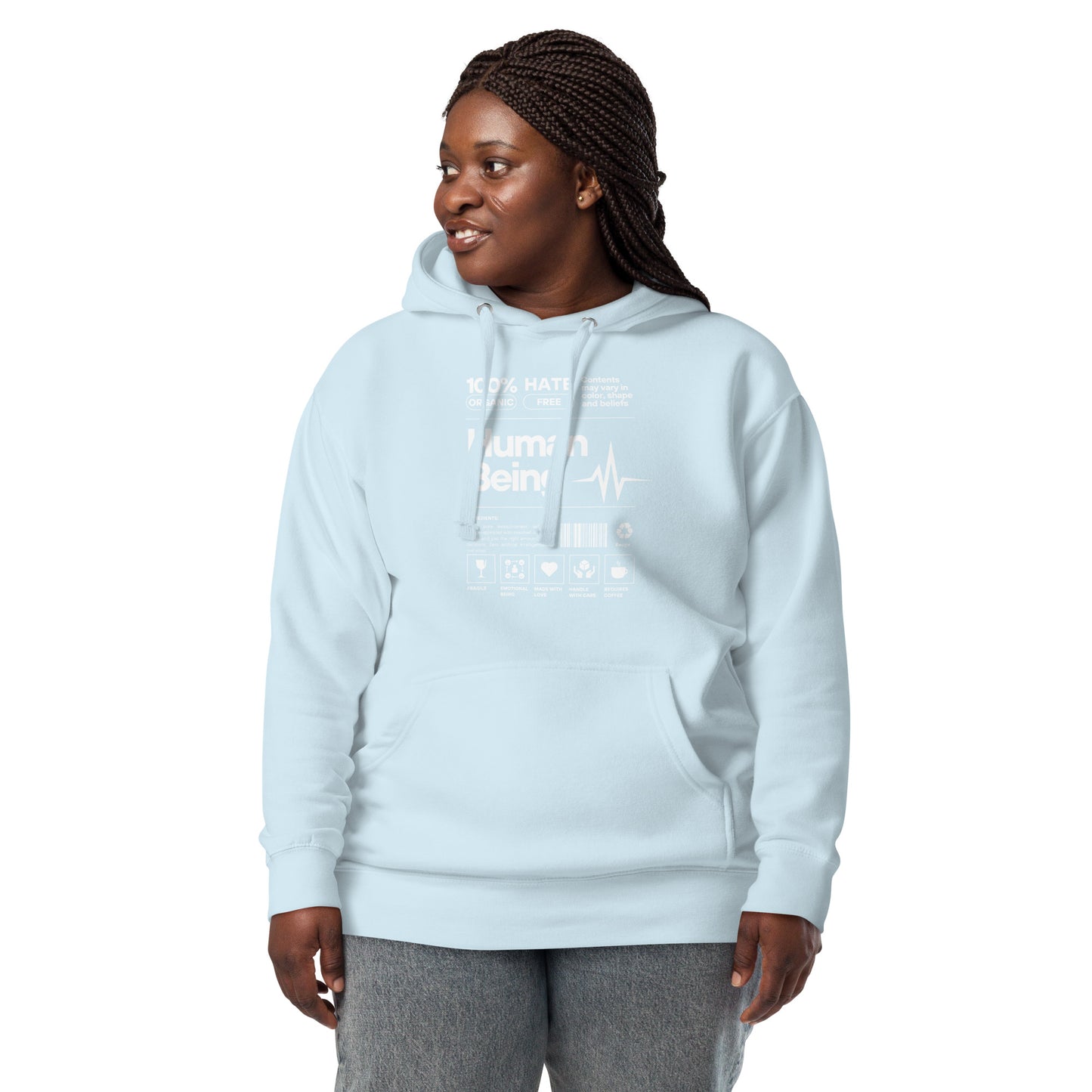 Human Form Hoodie - Left Placement by R.A. Apparel, image 19, front view, Charcoal Heather, size XL, left placement.