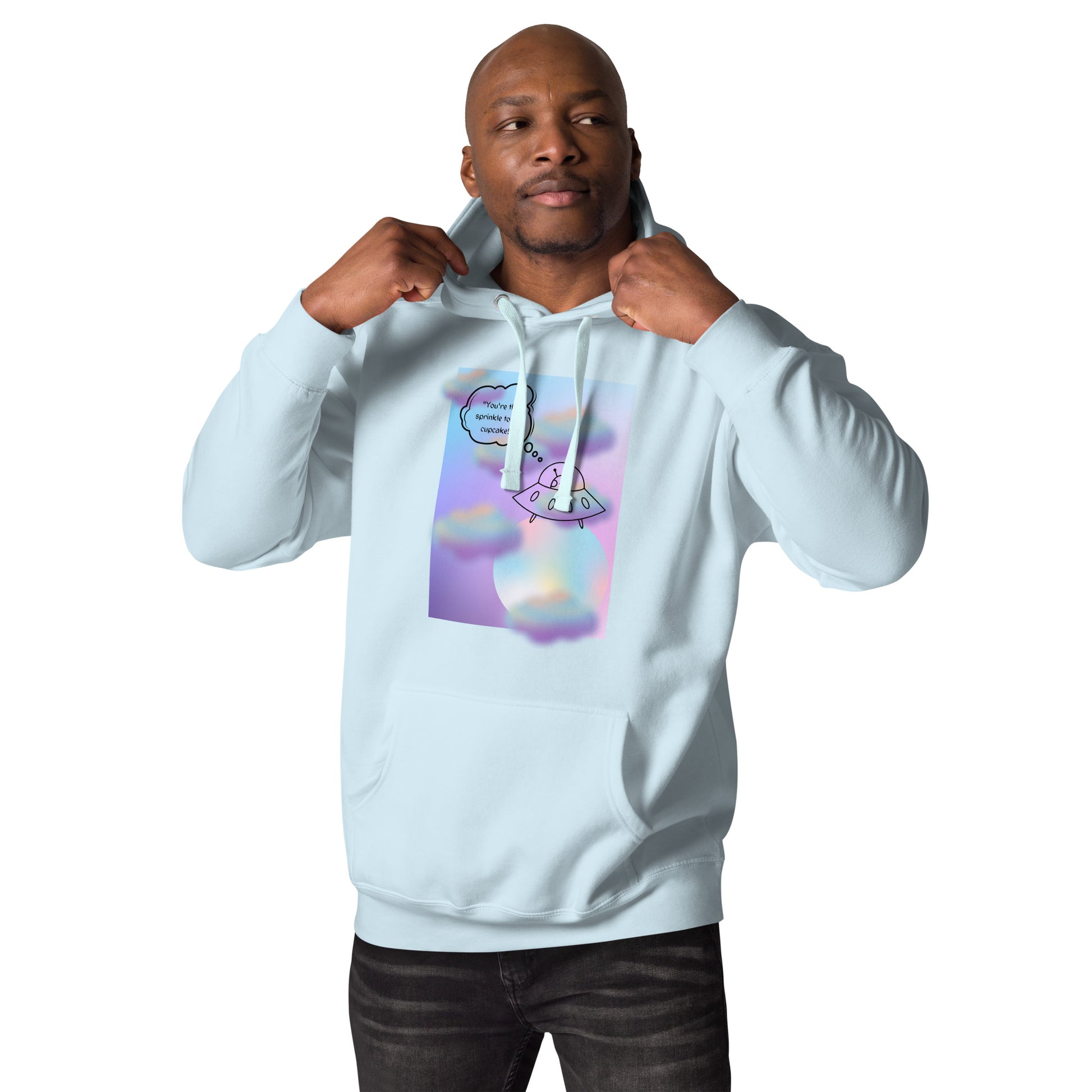 Sprinkle Theory Hoodie - Left Placement product image 21 in Charcoal Heather, size L, with front view and left placement.