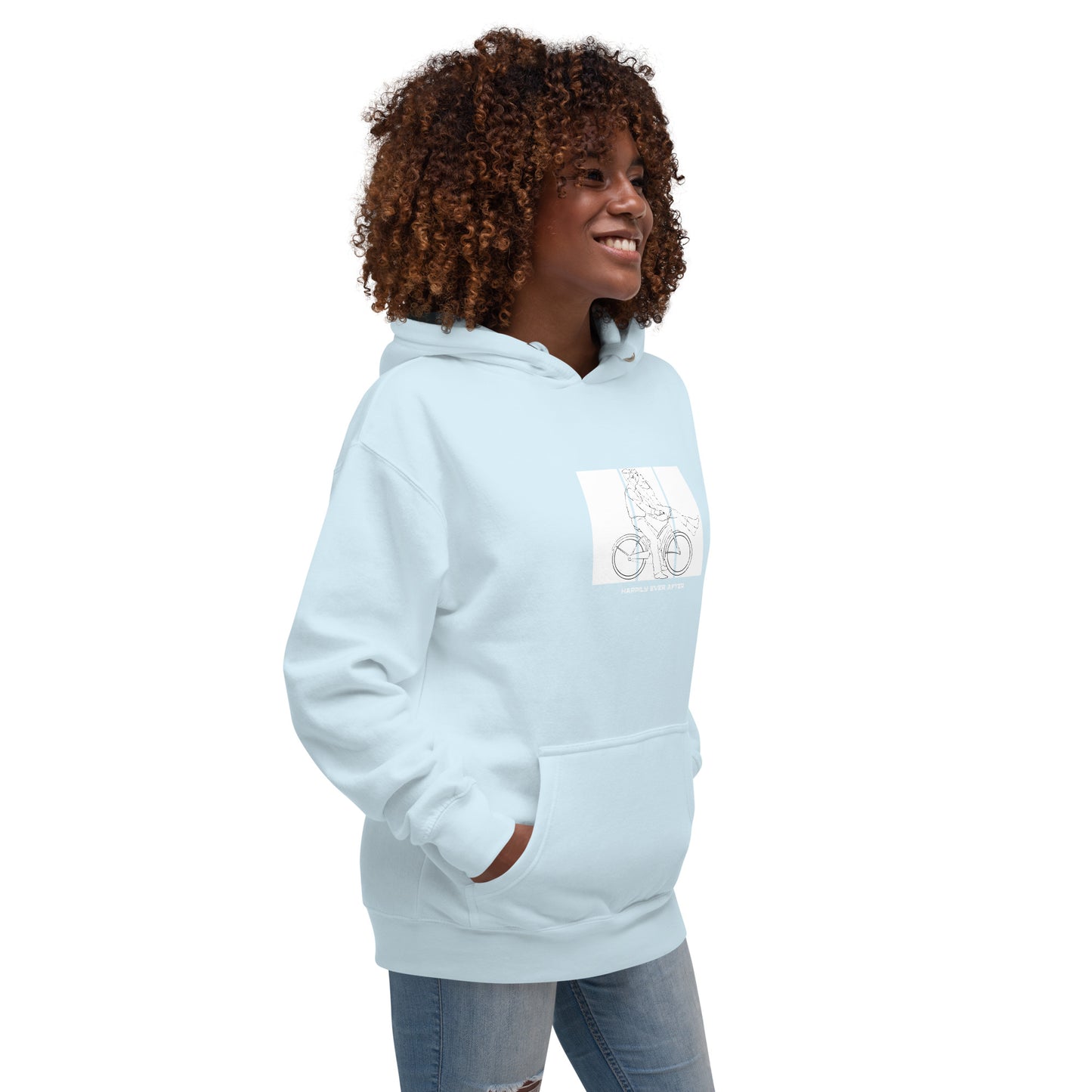 Ever After Hoodie - Left Placement image 44 in Military Green, size M, showing front view, right-side angle for the Happily Ever After design.