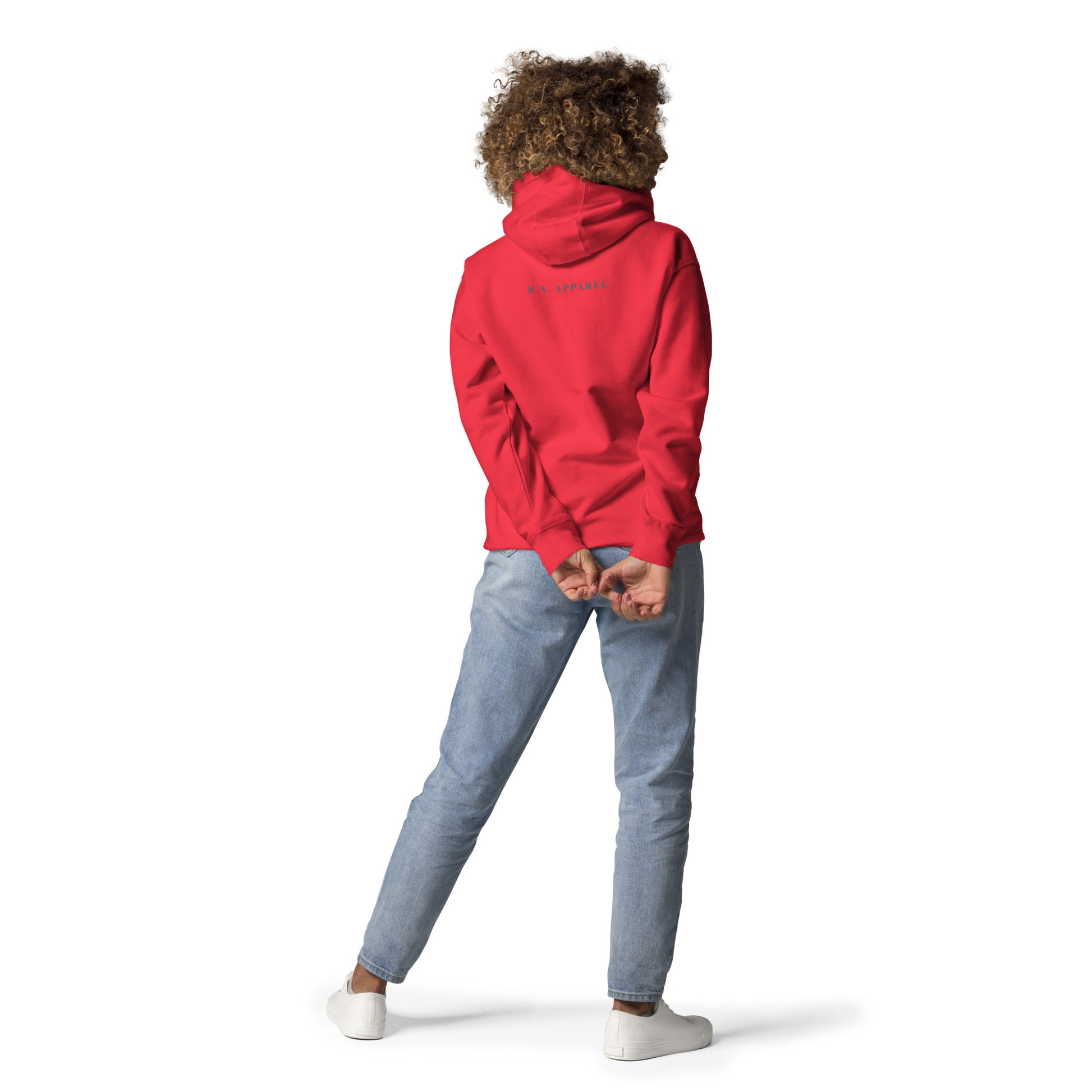Quiet Peace Hoodie - Left Placement by R.A. Apparel, image 26, back view, Vintage Black, size M, left placement.