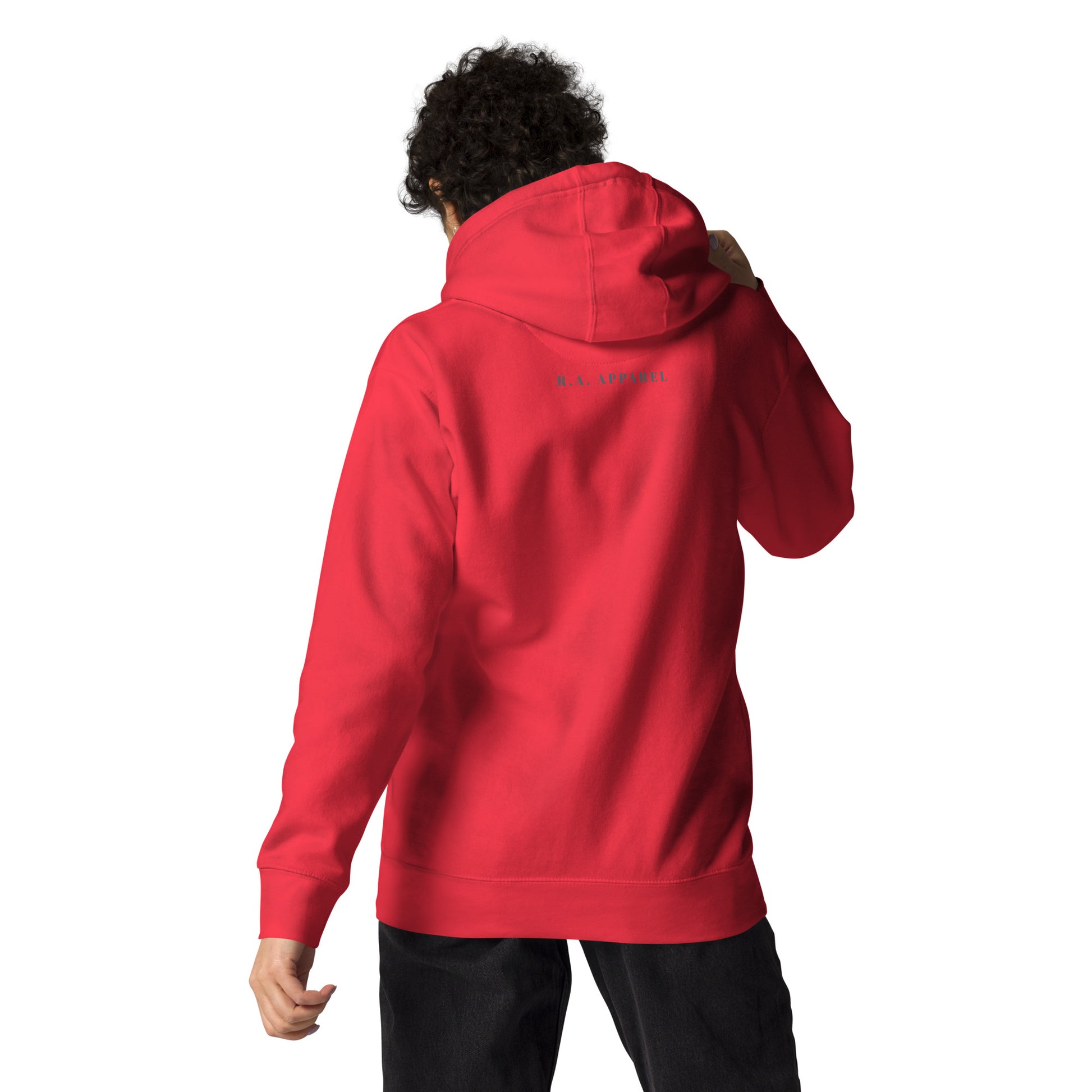 Solmane Hoodie - Left Placement by R.A. Apparel, image 26, back view, Team Royal, size S, left placement.