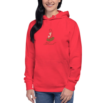 Grace Mark Hoodie - Left Placement image 40 in Purple, size XL, showing front view for the Blessed design.